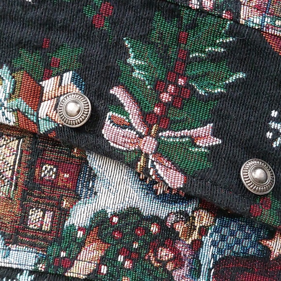 1990's Vintage Christmas Tapestry Vest Medium Large - Picture 8 of 17